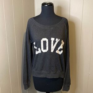 Green Sleeved Women’s Large Wide Crewneck Sweater Pullover Loungewear Love